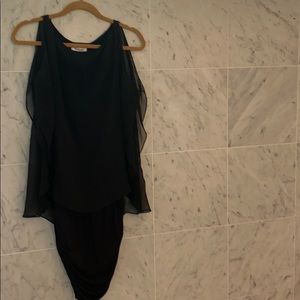 Bailey 44 black knit tank dress with sheer overlay